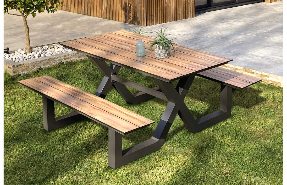 Table salon de jardin en aluminium et HPL pour 4 personnes Paris Garden  VANCOUVER anthracite