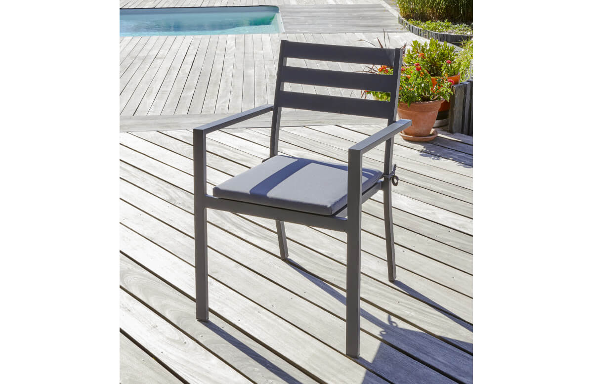 Fauteuil de jardin empilable PELOSA en aluminium DCB GARDEN Gris Anthracite Fauteuil de jardin empilable PELOSA en aluminium DCB GARDEN Gris Anthracite