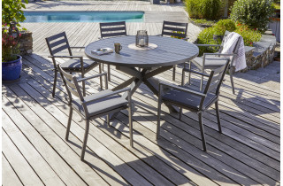 Ensemble table et chaises de jardin à rallonge PELOSA en aluminium 6 personnes DCB GARDEN Gris Anthracite