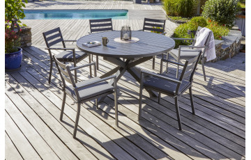 Ensemble table et chaises de jardin à rallonge PELOSA en aluminium 6 personnes DCB GARDEN Gris Anthracite