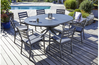 Ensemble table et chaises de jardin à rallonge PELOSA en aluminium 8 personnes DCB GARDEN Gris Anthracite