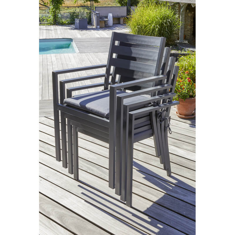 Ensemble table et chaises de jardin à rallonge PELOSA en aluminium 8  personnes DCB GARDEN Gris