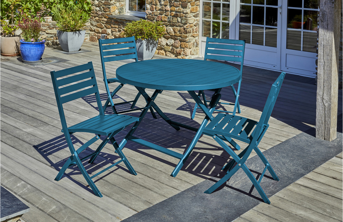 Table salon de jardin pliante pour 4 personnes en aluminium et  rectangulaire MARIUS CITY GARDEN