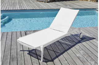 Bain de soleil empilable LAGO en aluminium laqué et toile phifertex EZPELETA