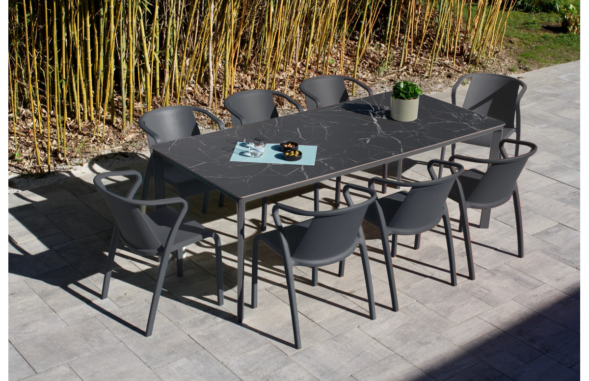 Ensemble table de jardin MEET + 8 fauteuils FADO EZPELETA