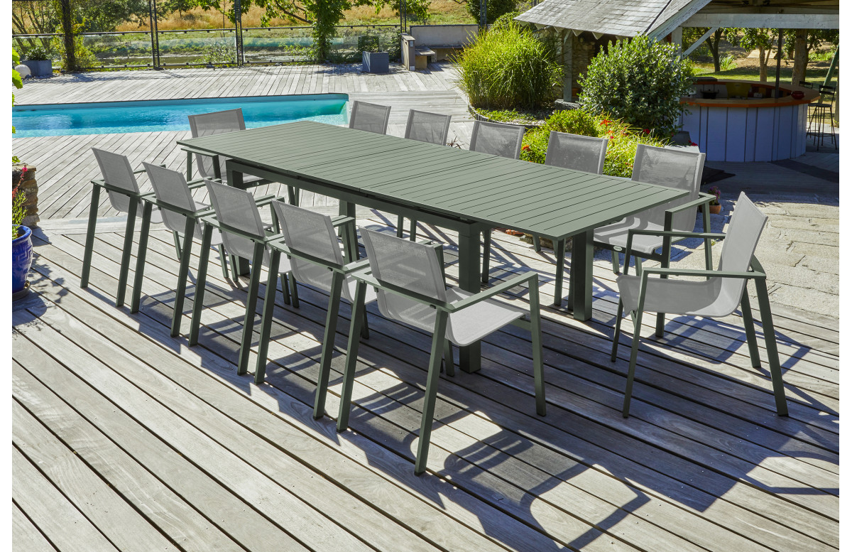 Ensemble table et chaises de jardin en aluminium DCB Garden 12 personnes Miami