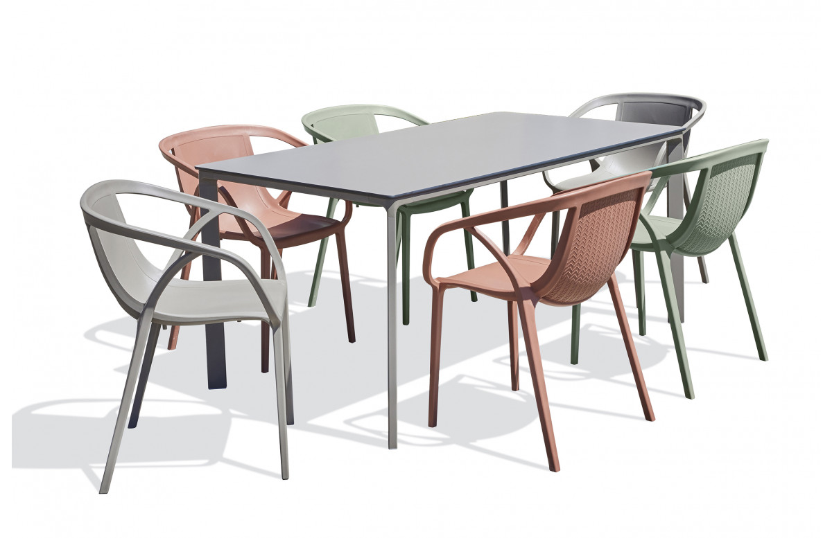 Ensemble table de jardin MEET + 8 fauteuils HOP EZPELETA
