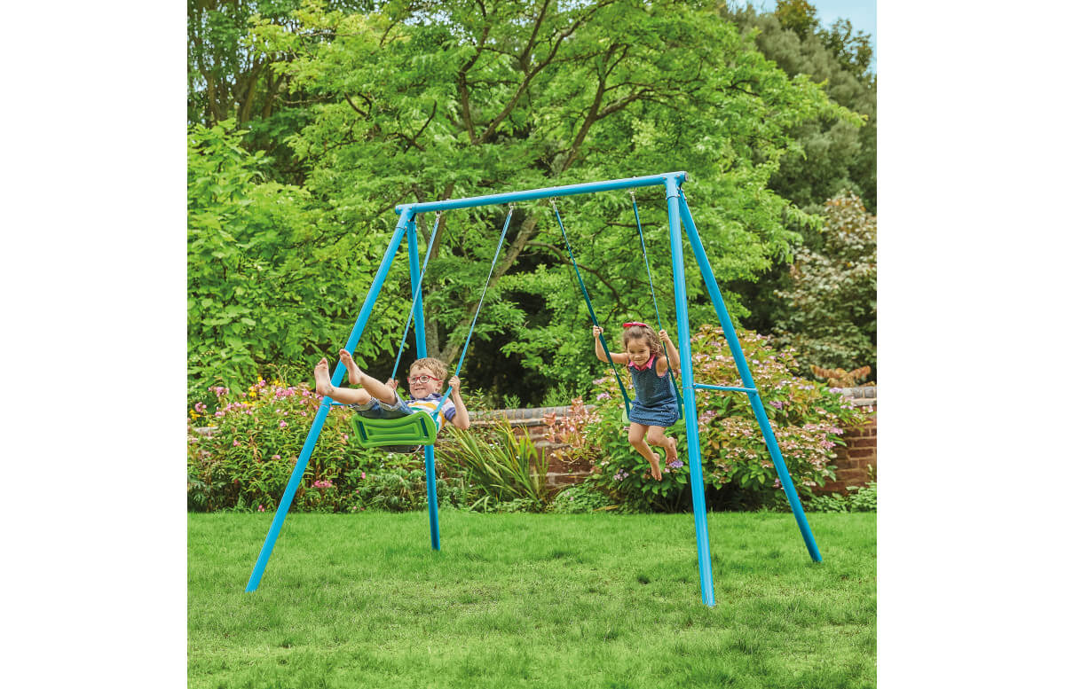 Portique métal enfant TP Toys acier 2 balancoires