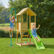 Aire de jeux en bois TP Toys tour glissiere et barre de pompiers FSC