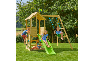 Aire de jeux en bois TP Toys tour glissiere mur d'escalade et portique FSC