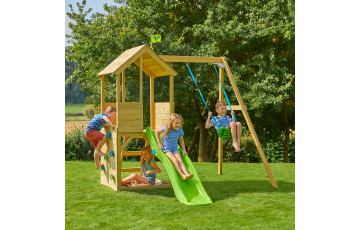 Aire de jeux en bois TP Toys tour glissiere mur d'escalade et portique FSC