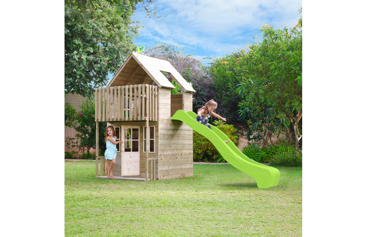 Maisonnette en bois loft TP Toys avec glissiere FSC