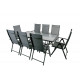 Ensemble table et chaises de jardin rectangle pliant en aluminium et verre 8 personnes - Essenciel Green