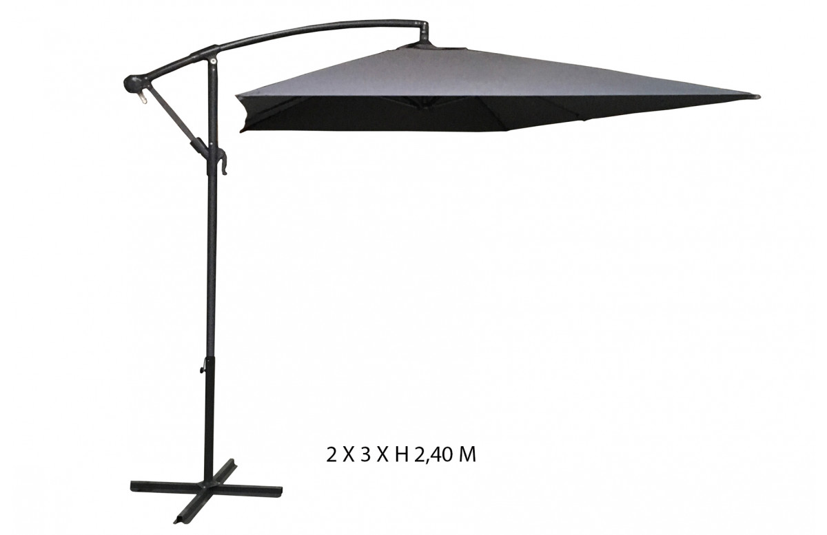 Parasol rectangulaire déporté 2X3M en acier avec manivelle - Essenciel Green