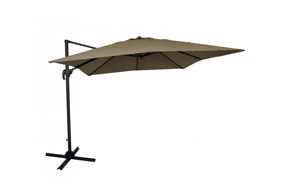 Parasol carré déporté 3X3M en aluminium avec manivelle - Essenciel Green