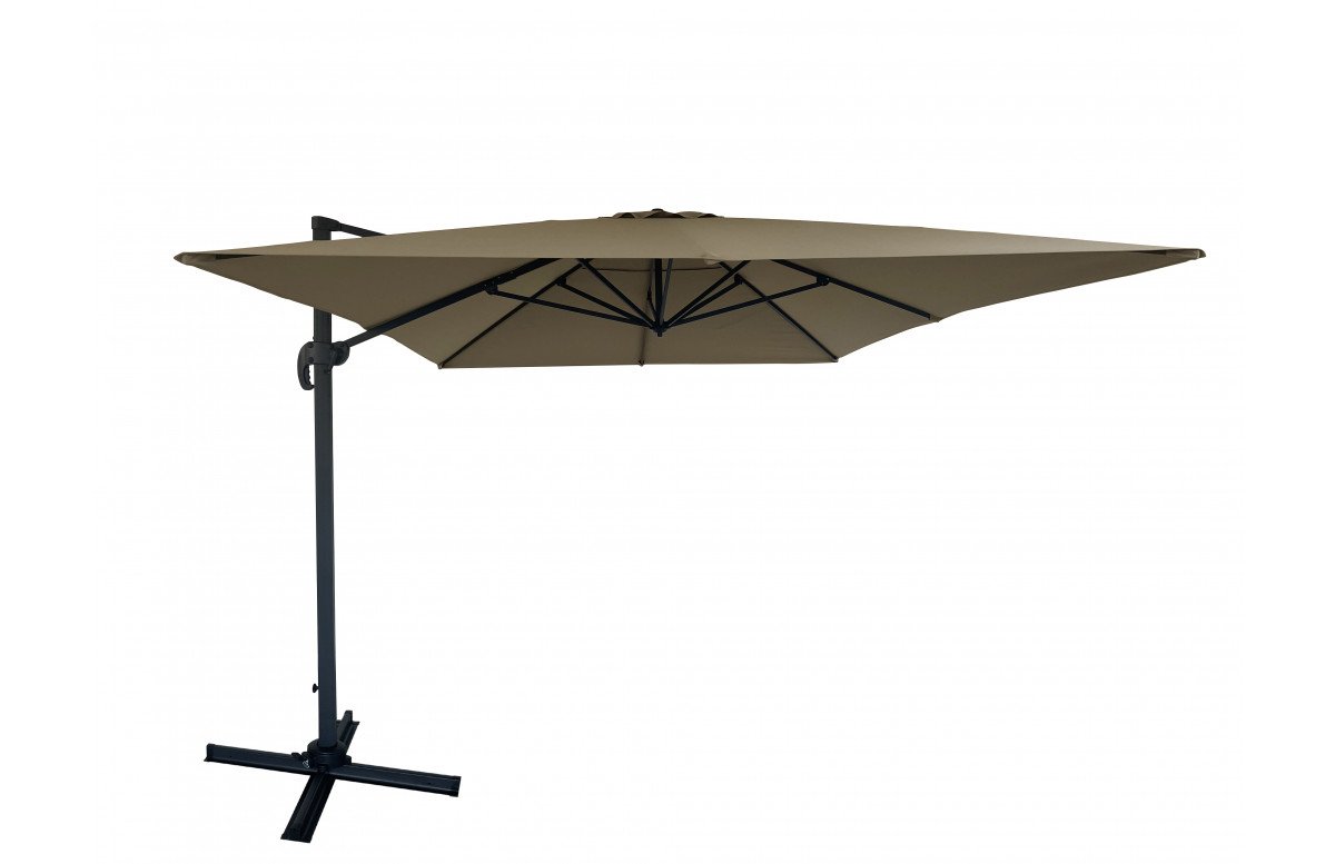 Parasol rectangulaire déporté 3X4M en aluminium avec manivelle - Essenciel Green