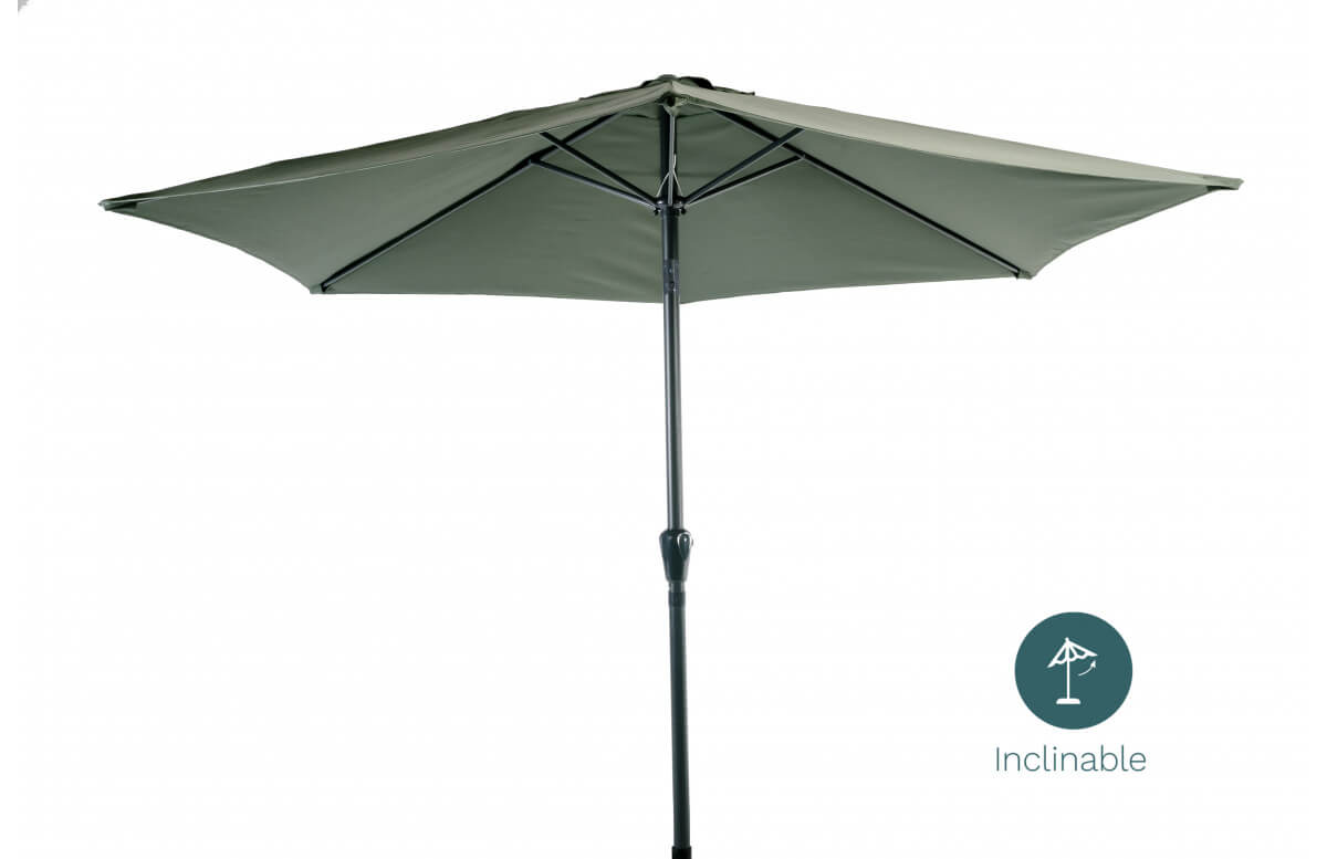 Parasol rond droit 3M en aluminium avec manivelle - Essenciel Green