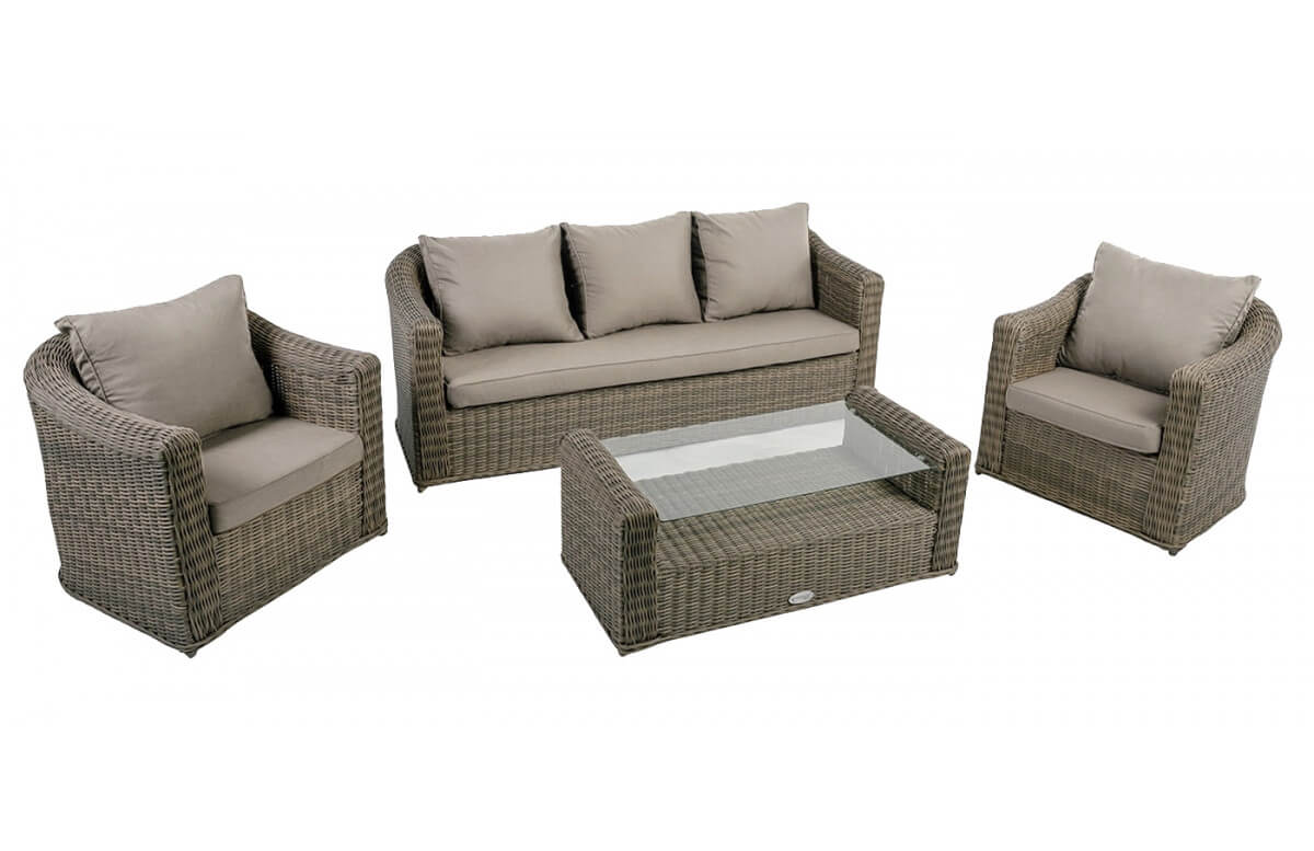 Salon de jardin bas en aluminium 5 personnes - Essenciel Green