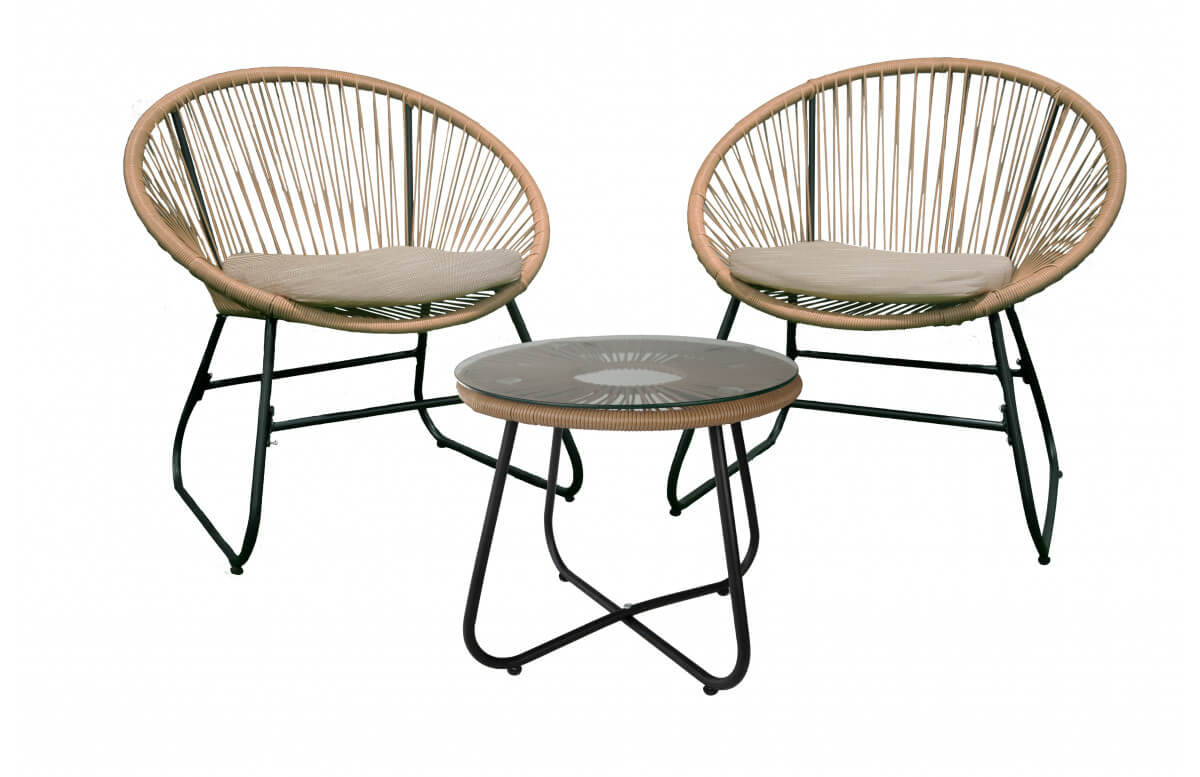 Ensemble table et chaises de jardin en acier 2 personnes - Essenciel Green