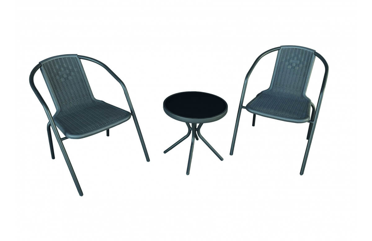 Ensemble table et chaises de jardin en acier 2 personnes - Essenciel Green