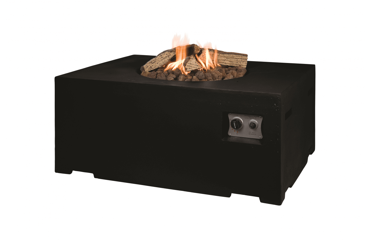 Table brasero gaz extérieur rectangulaire en composite - Happy Cocooning