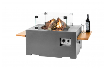 Petite Table brasero gaz extérieur rectangulaire en composite - Happy Cocooning