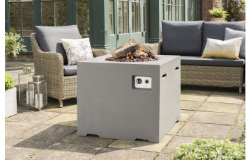 Table brasero gaz extérieur carrée en composite Loung & Dining - Happy Cocooning