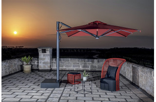 Parasol de jardin carré déporté et rétractable Astro Carbone 3 x 3 SCOLARO