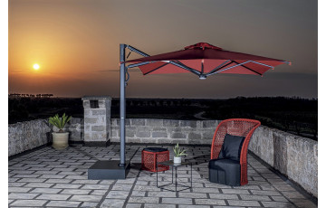 Parasol de jardin carré déporté et rétractable Astro Carbone 3 x 3 SCOLARO