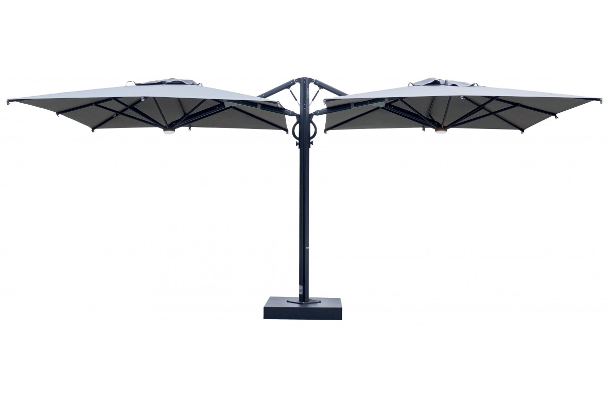 Parasol de jardin rectangulaire déporté double et rétractable Dual T Carbone 3 x 6 SCOLARO