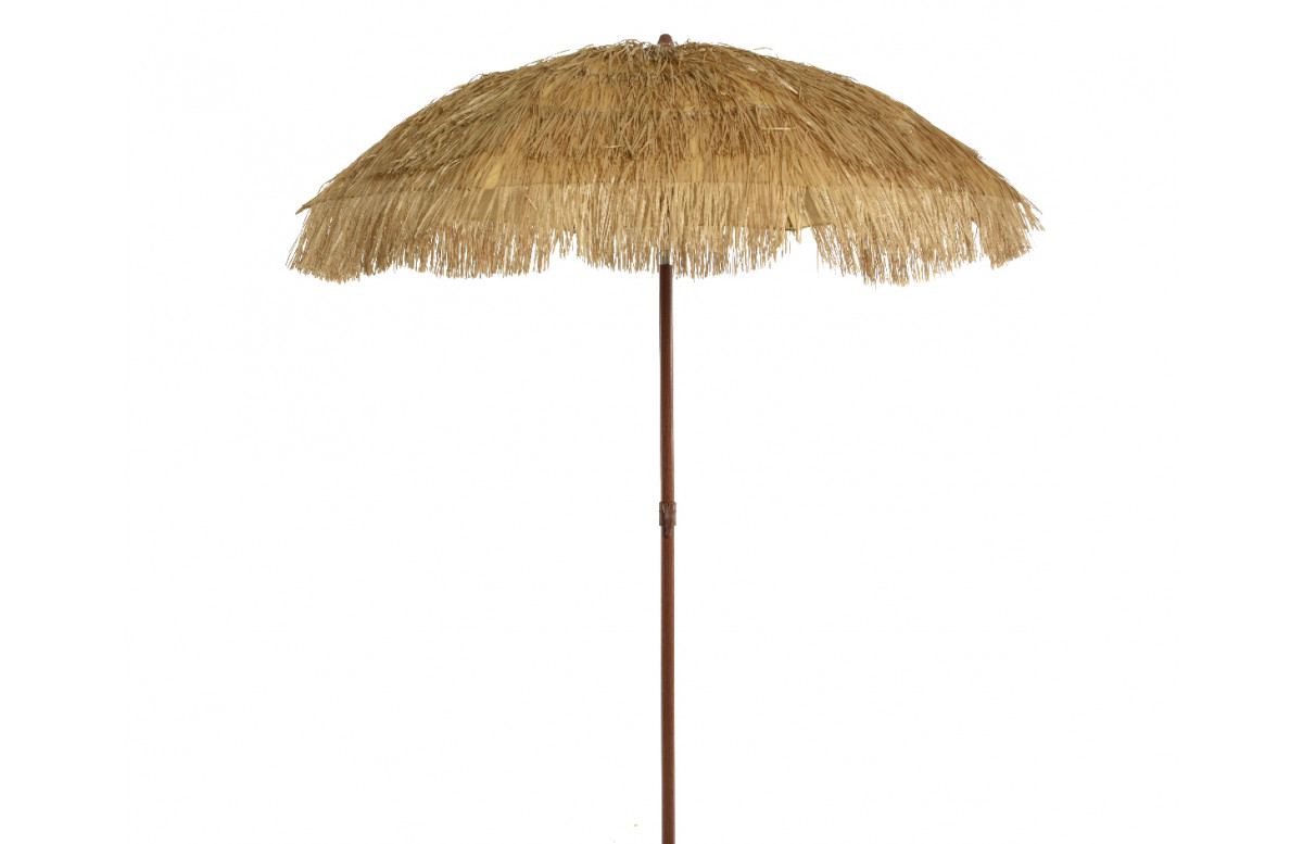 Parasol de jardin droit en acier et raphia KAEMINGK