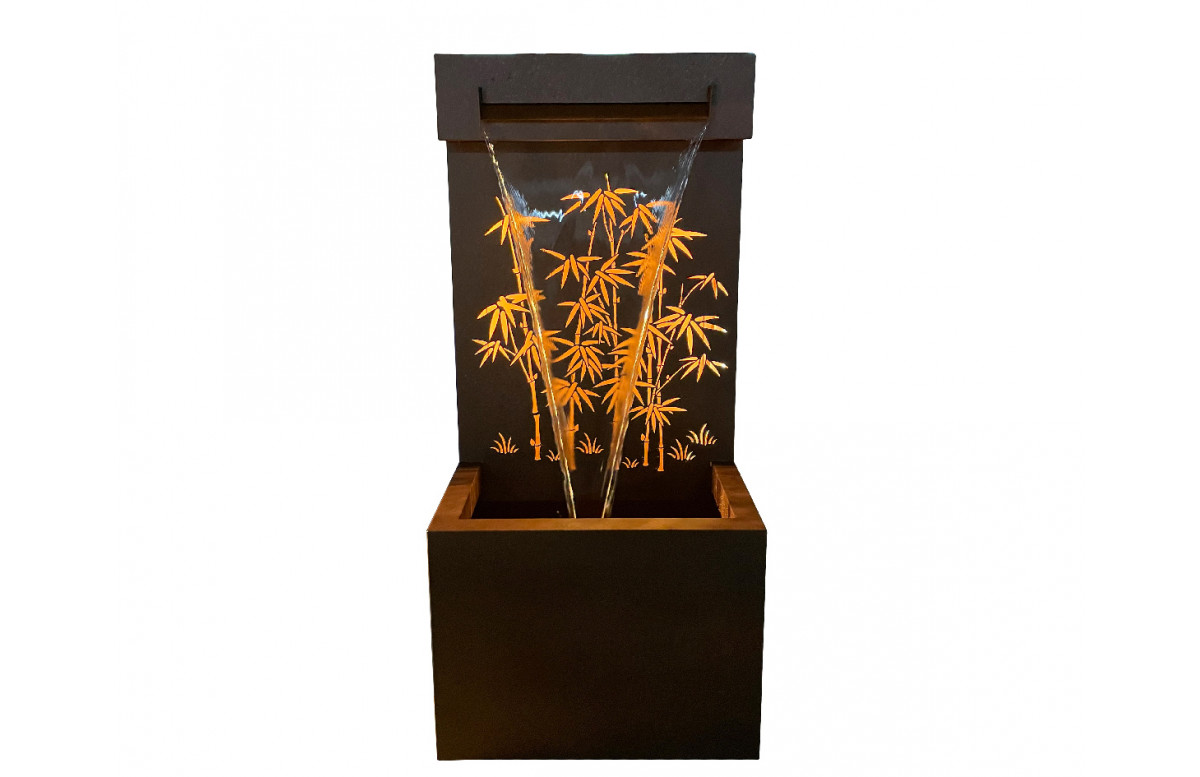 Fontaine de jardin décoration bambou en acier galvanisé avec éclairage LED KAEMINGK Fontaine de jardin décoration bambou en acier galvanisé avec éclairage LED KAEMINGK