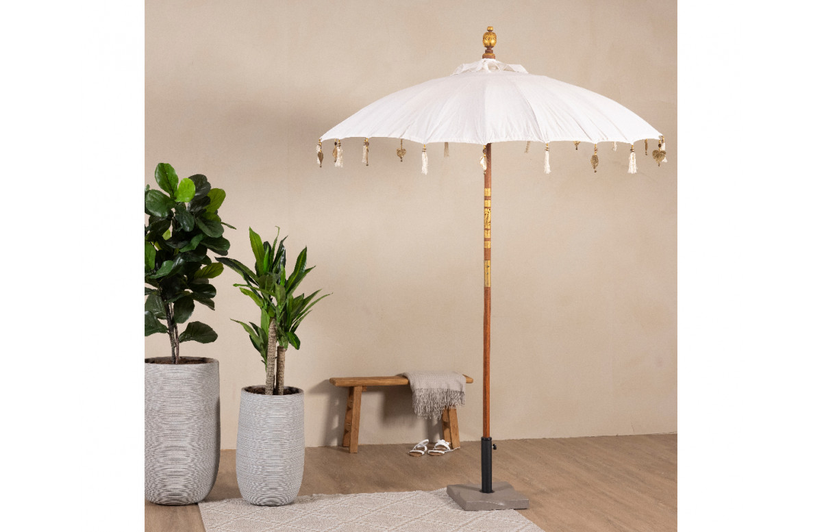 Parasol de jardin rond en coton à franges KAEMINGK Parasol de jardin rond en coton à franges KAEMINGK