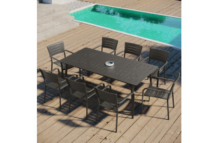 Table rectangle en aluminium 8 personnes - Essenciel Green