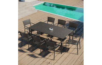 Table rectangle en aluminium 8 personnes - Essenciel Green