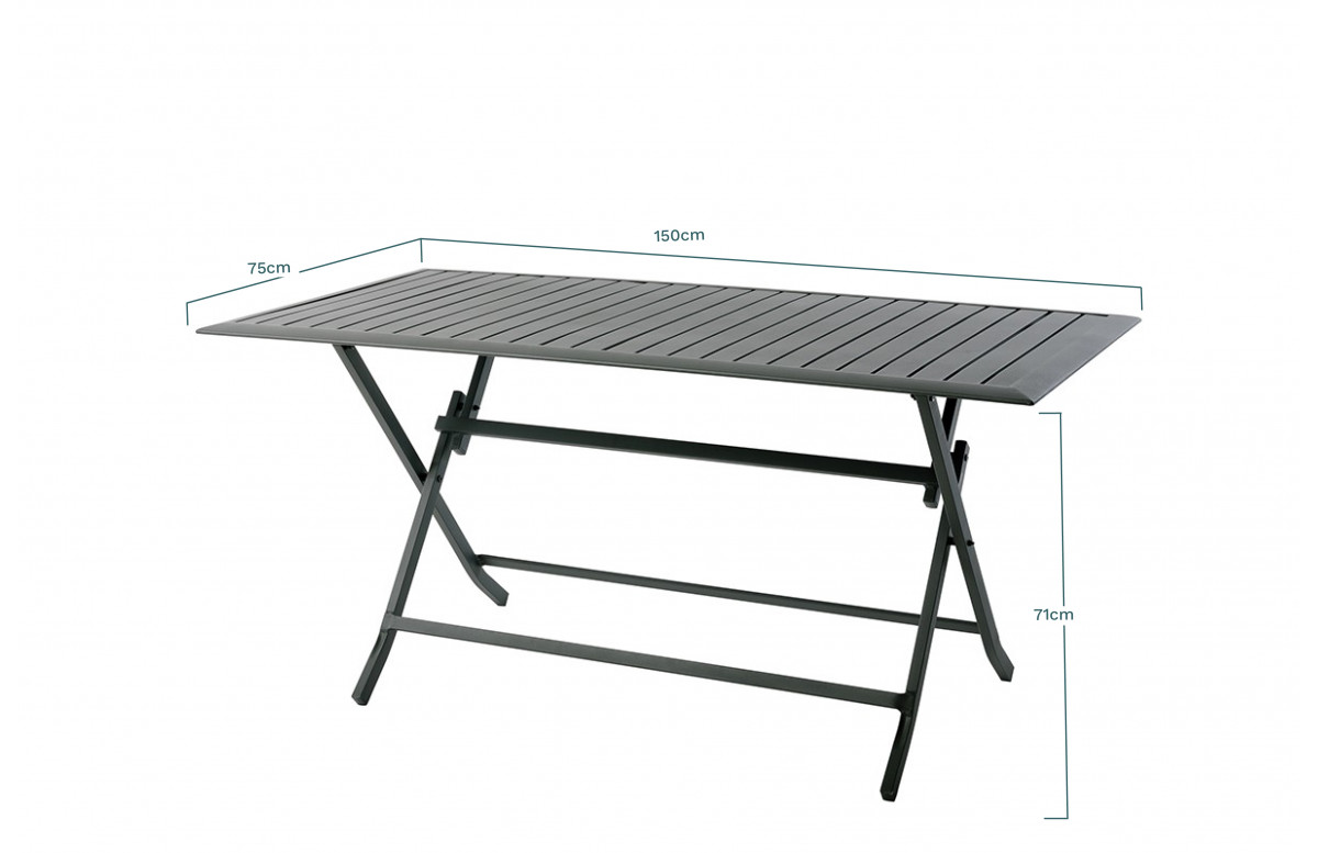 Table pliante GM 150X75 en aluminium - Essenciel Green