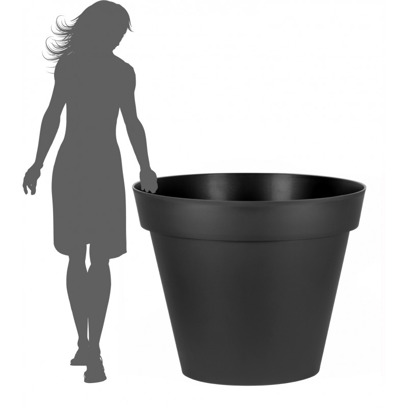 Pot de fleurs rond, anthracite, pot de plantes en plastique 100