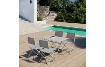 Table de jardin rectangulaire pliante bistrot en aluminium - Essenciel Green