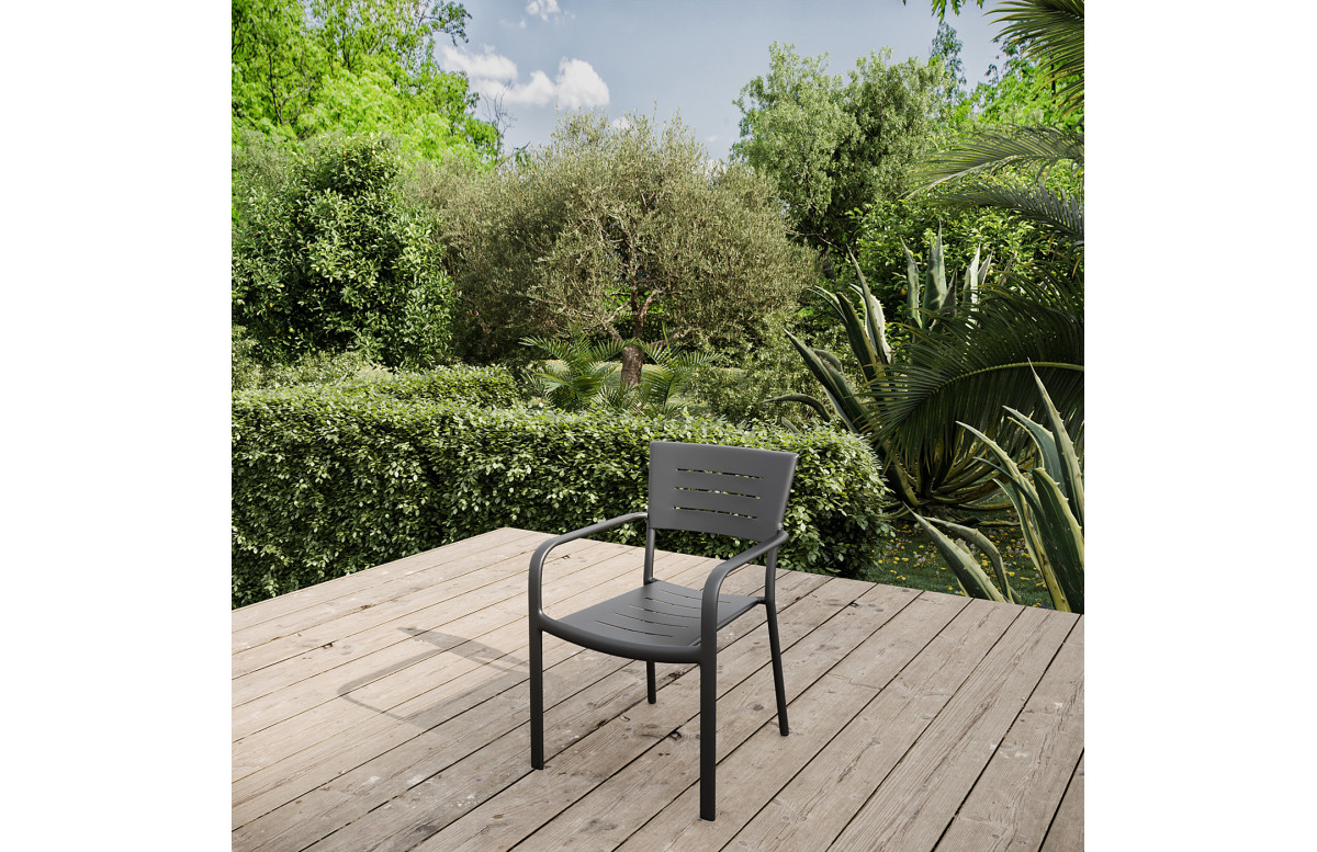 Fauteuil de jardin Inari carbone en aluminium effet sable - Essenciel Green