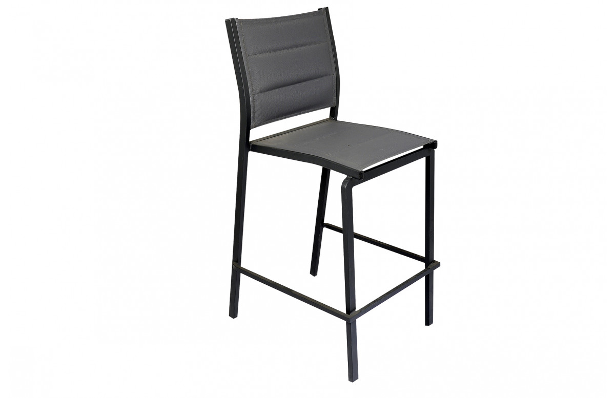 Tabouret de bar en textilène Gris foncé en aluminium - Essenciel Green Tabouret de bar en textilène Gris foncé en aluminium - Essenciel Green