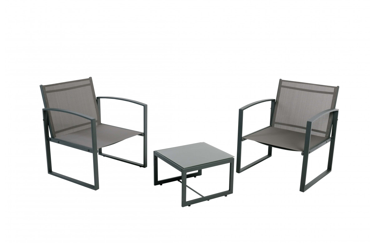 Set de balcon Jakarta texaline gris anthracite en acier - Essenciel Green