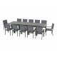 Ensemble table extensible Hanae et fauteuils de jardin Navagio en aluminium et verre anthracite 12 personnes - Essenciel Green