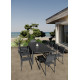 Ensemble table extensible Hanae et fauteuils de jardin Lavezzi en aluminium anthracite 10 personnes - Essenciel Green