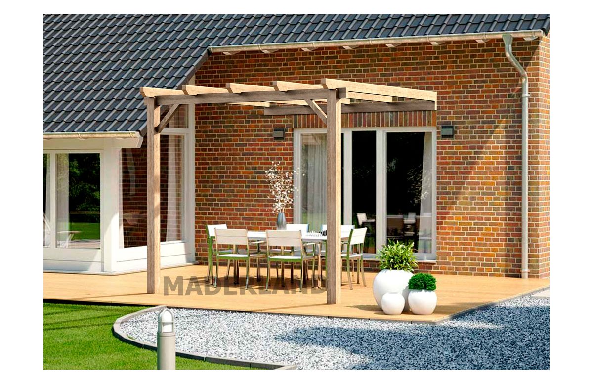 Pergola adossée en bois 3x3M CÁDIZ - Maderland