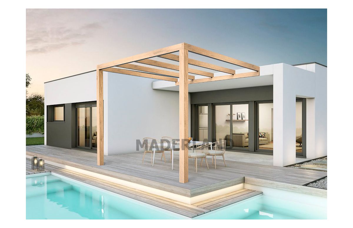 Pergola adossée en bois 3x3M BURGOS - Maderland