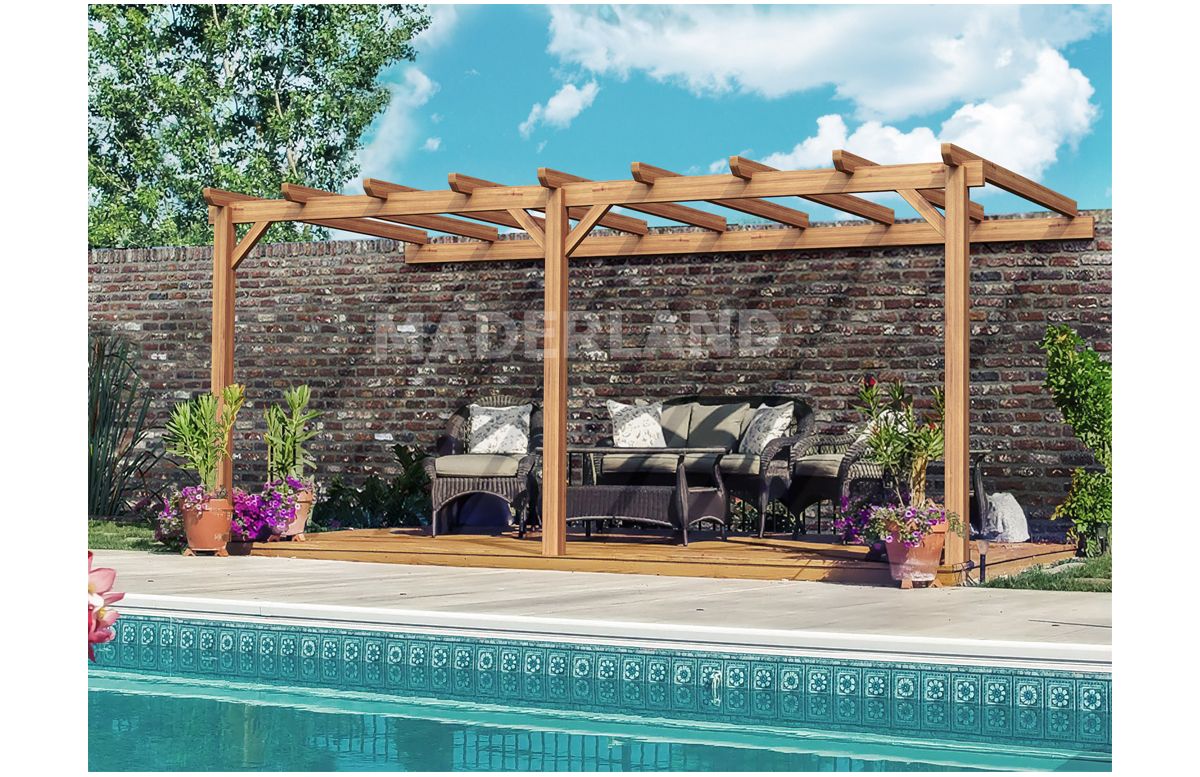 Pergola adossée en bois 3x3M PALMA - Maderland