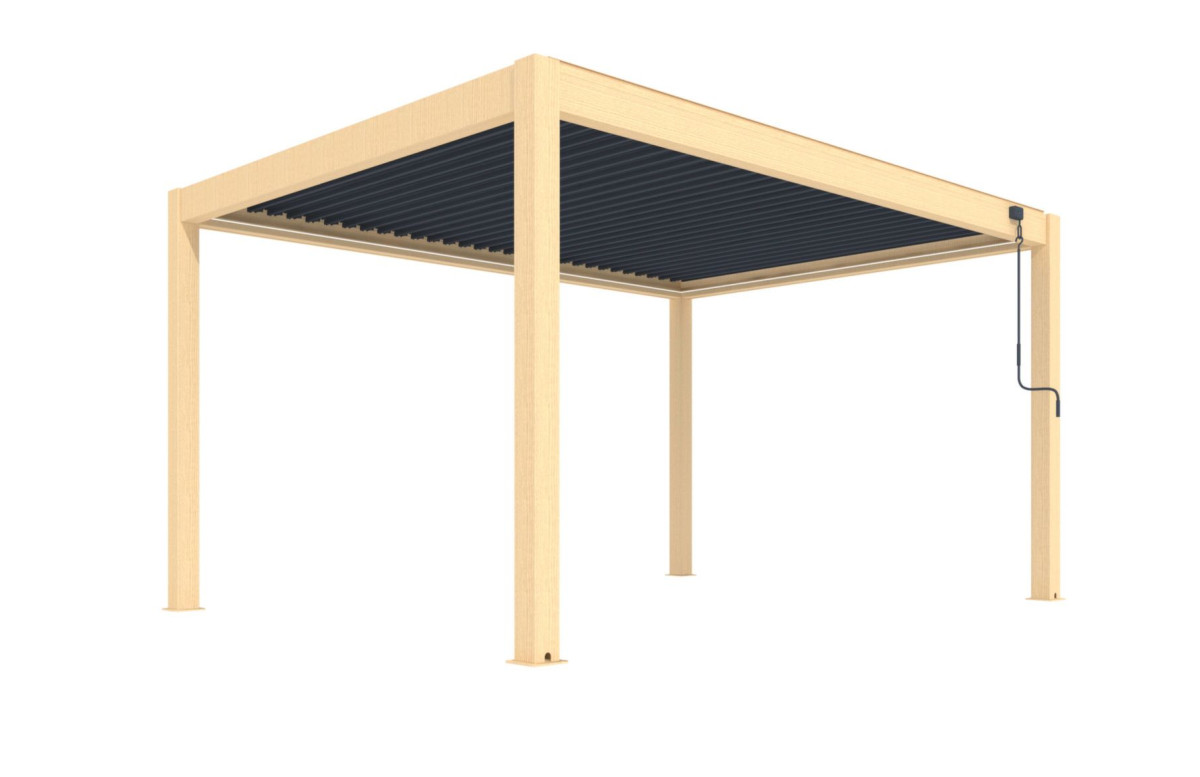 Pergola bioclimatique autoportée Océo Air 3x4 M en aluminium