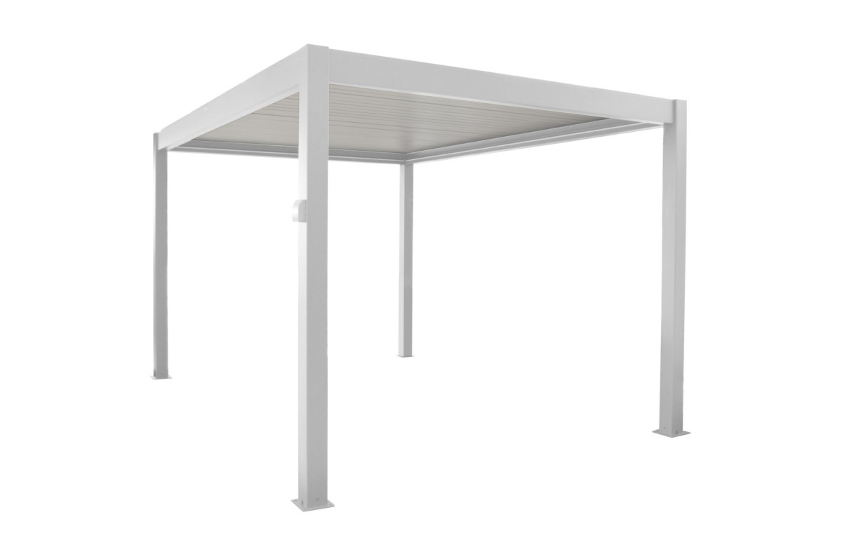 Pergola bioclimatique autoportée Océo Zephir 3x4 M en aluminium et manuelle