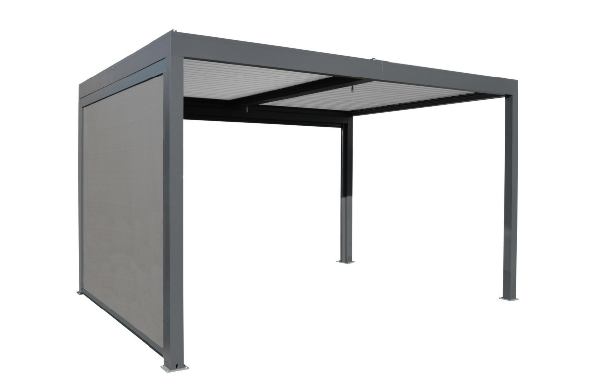 Rideau pergola bioclimatique autoportée Océo Zephir et Eris 3M en aluminium