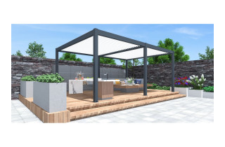 Pergola bioclimatique autoportée Océo Zephir 6x4 M en aluminium et motorisée